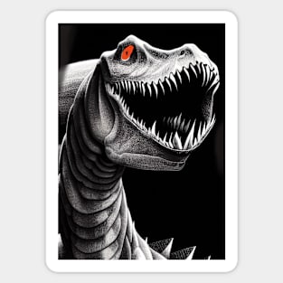 SCARY BLACK AND WHITE RED EYED DINOSAURS Sticker